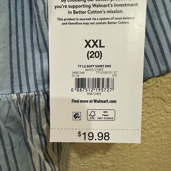 Time and Tru Blue & White Cotton Dress - Picture 2 of 3